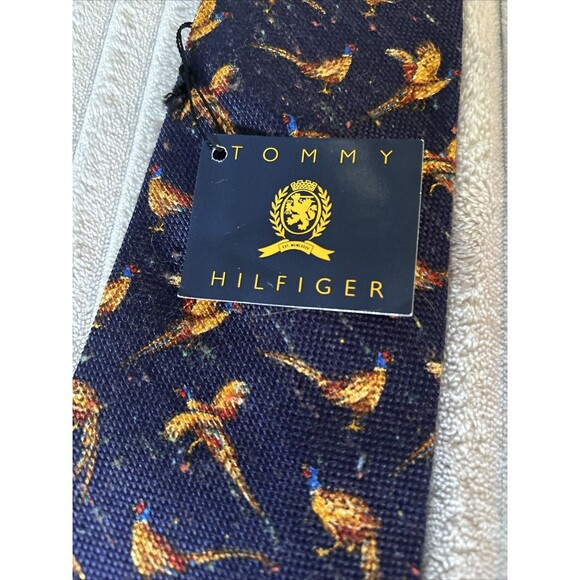 Vintage Tommy Hilfiger Two Tone Blue/Maroon Mens Neck Tie Made In USA Pheasants - Picture 4 of 16